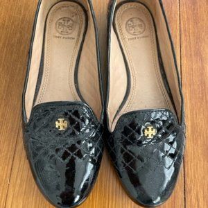 Tory Burch Quilted Patent Leather Loafers, Size 6